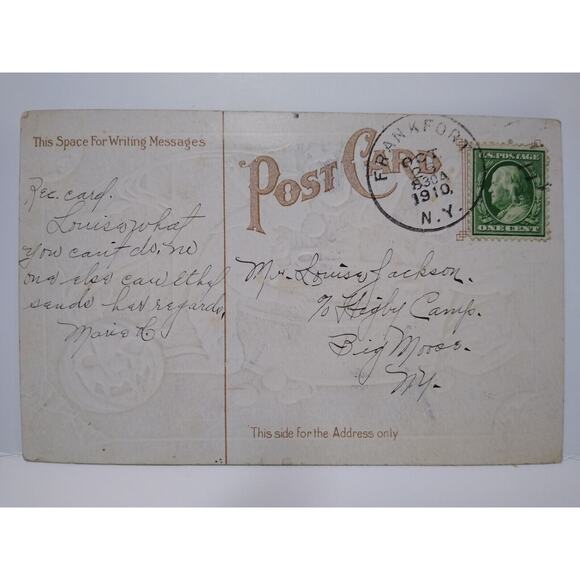 Halloween Postcard Fantasy Bats Crescent Moon Border Apple Game Taggart 1910 - Picture 3 of 3